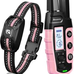 Collier de Dressage Chien &Eacute;cran LCD Port&eacute;e 3000m &Eacute;tanche IIP67 Vibration Bip Double Vibration Rose