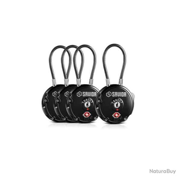 Lot de 4 Cadenas � Cable (TSA) - Savior Noir