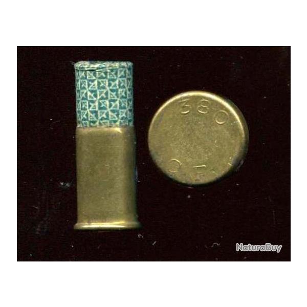 .380 Bull Dog � grenaille - amorce centrale interne - beau conteneur � damiers bleu-blanc
