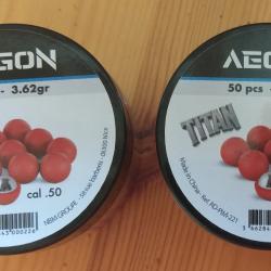 100 Balles AEGON TITAN cal.50 , 3,62 g. pour T4E