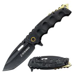 Couteau USMC Lame Acier Inox Manche Acier Inox Noir Frame Lock USMA1066GSW