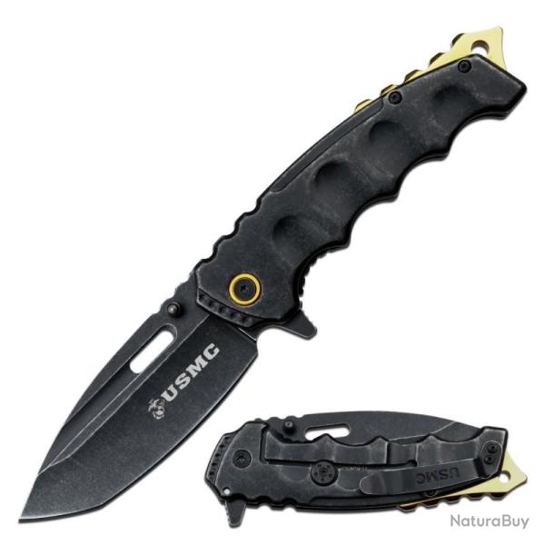 Couteau USMC Lame Acier Inox Manche Acier Inox Noir Frame Lock USMA1066GSW