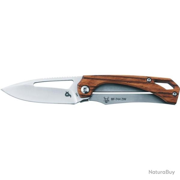 Couteau Pliant Black Fox Racli Lame Acier 440C Manche Bois et Acier Framelock Made In Italy BF744ZW