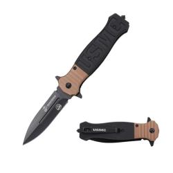 Couteau USMC Lame Acier Inox Manche G10 Noir et Tan Liner Lock USM3011G10
