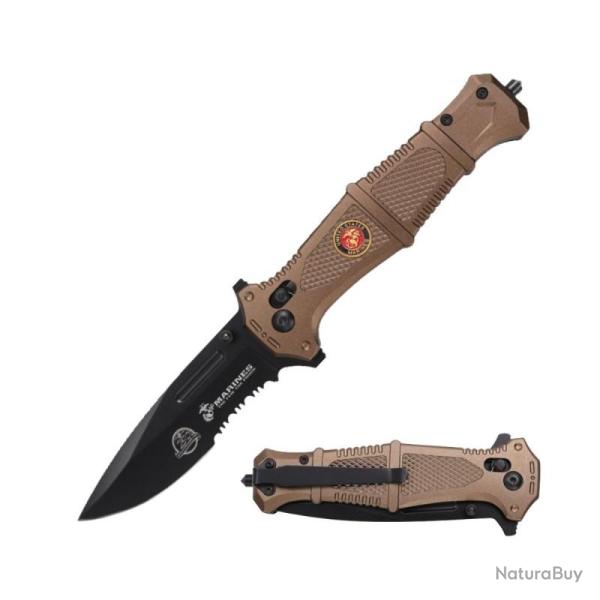 Couteau USMC Rapid Lock Lame Acier Inox Manche Aluminium Tan Rapid Lock USM3010TN