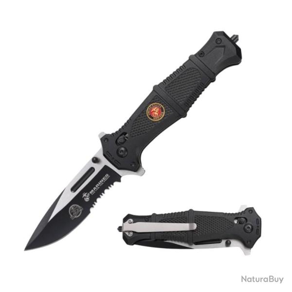 Couteau USMC Rapid Lock Lame Acier Inox Manche Aluminium Noir Rapid Lock USM3010BK