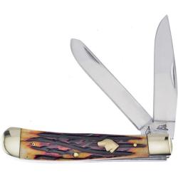 Couteau Pliant Frost Cutlery Trapper Lame Acier Inox Manche Os Vieilli Ambr&eacute; Slip Joint FBKH108WABS