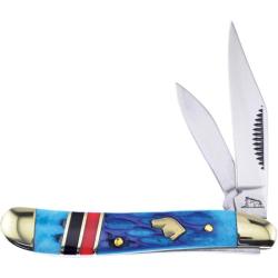 Couteau Pliant Frost Cutlery Peanut Lame Acier Inox Manche Os Jigged Bleu Slip Joint FBKH107BLRB