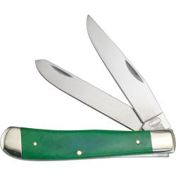 Couteau Pliant Frost Cutlery Trapper Lame Acier Inoxydable Manche Os Lisse Vert Slip Joint F18812GSB