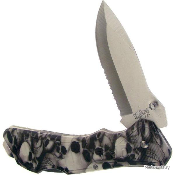 Lot de 3 Couteau Frost Cutlery Buckshot Lame Acier Inox Manche Nylon Camo Noir et Blanc F18285WSC