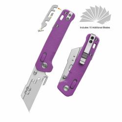 Couteau QSP Penguin Workmate Lame Acier Inoxydable Manche FRN Violet Glyde Lock QS130UTE
