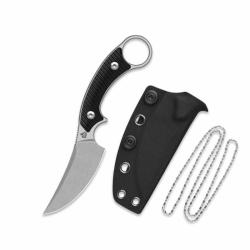 Couteau Fixe QSP Baby Viper Lame Acier 10Cr15MoV Stonewash Manche G10 Noir &Eacute;tui Kydex QS178A1