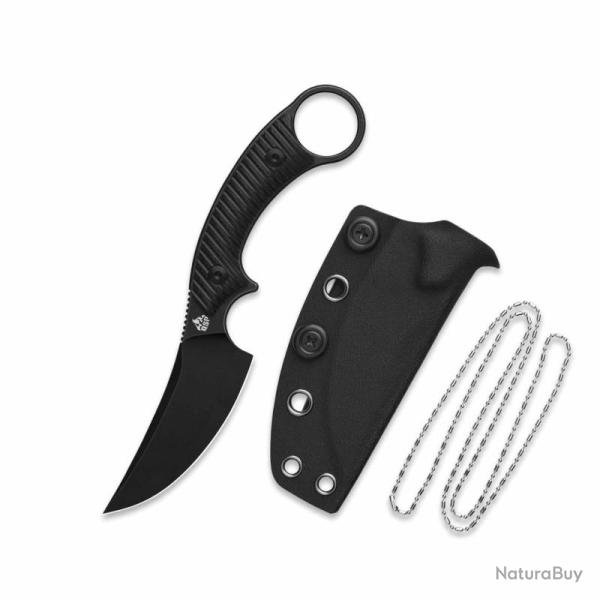 Couteau Fixe QSP Baby Viper Lame Acier 10Cr15MoV Stonewash Noir Manche G10 Noir �tui Kydex QS178A2