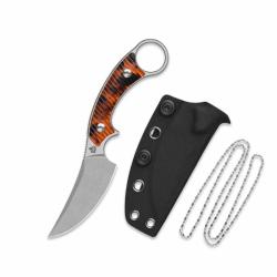 Couteau Fixe QSP Baby Viper Lame Acier 10Cr15MoV Stonewash Manche R&eacute;sine &Eacute;caille &Eacute;tui Kydex QS178C1