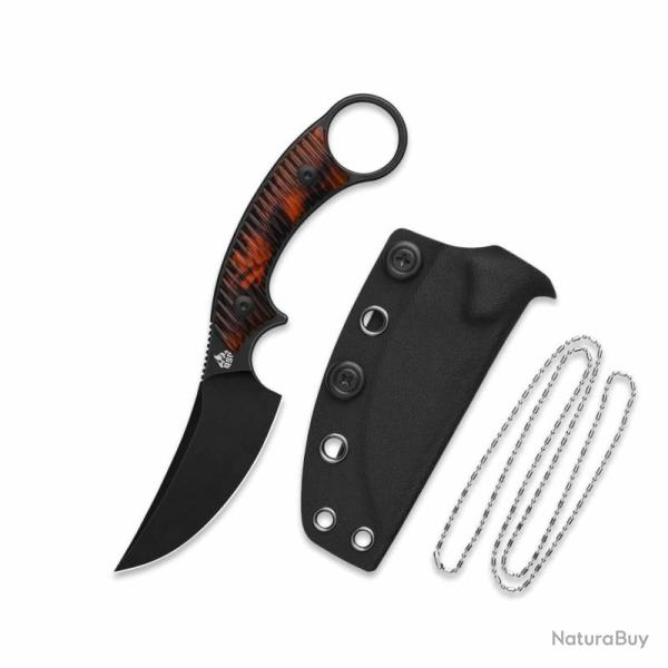 Couteau QSP Baby Viper Lame Acier 10Cr15MoV Stonewash Noir Manche R�sine �caille �tui Kydex QS178C2