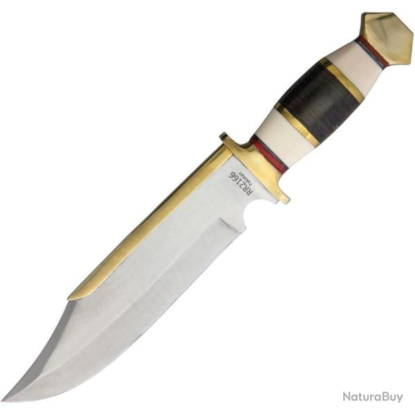 Couteau Fixe Rough Ryder Bowie With Brass Lame Acier Inoxydable Manche Os et Cuir �tui Cuir RR2166