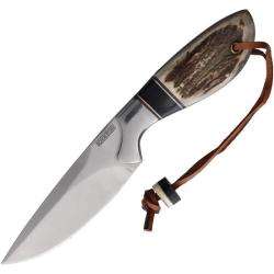 Couteau Rough Ryder Stag Skinner Lame Acier Inoxydable Manche Os Fa&ccedil;on Bois de Cerf &Eacute;tui Cuir RR2607