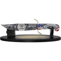 Couteau Fixe Rough Ryder 250th Anniversary Bowie Lame Acier Inoxydable Manche Bois Socle Bois RR2757