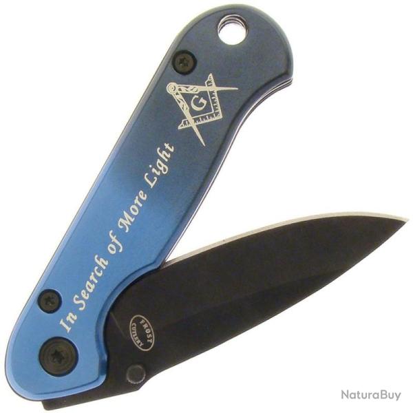 Couteau Frost Cutlery Masonic Bandit Lame Acier Inoxydable Manche Aluminium Bleu Linerlock F16818MAS