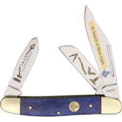 Couteau Frost Cutlery Masonic Wrangler Lame Acier Inox Manche Os Lisse Bleu Slip Joint F14797MAS2