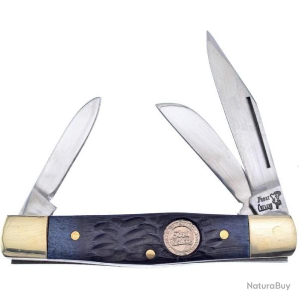 Couteau Frost Cutlery Baby Diamond Back Lame Acier Inox Manche Os Jigged Bleu Slip Joint F14632BJB