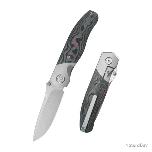 Couteau KB Velvet Snake Lame M390 Manche Titane avec incrustation carbone camo Framelock KUB266A