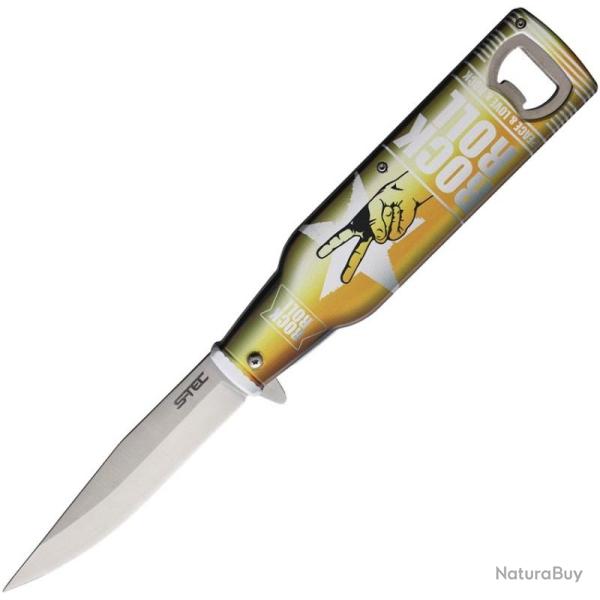 Couteau Pliant S-TEC Bottle Opener TS120-4 Lame Inox Manche Synth�tique Jaune Linerlock A/O STTS1204