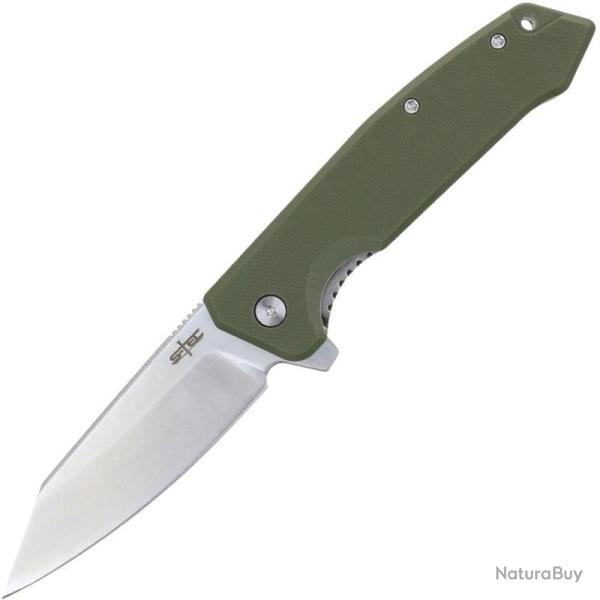 Couteau Pliant S-TEC TS025 Lame Acier 8Cr14MoV Manche G10 Vert Olive Linerlock STTS025