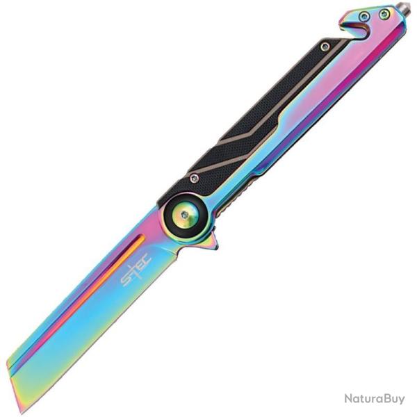 Couteau Pliant S-TEC T271288 Lame Inox Manche Acier Inoxydable Multicolore Framelock A/O