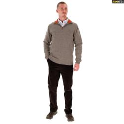LOVERGREEN PULL LAMBSWOOL COL ZIPPE CHATAIGNE L