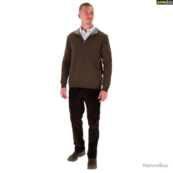 LOVERGREEN PULL LAMBSWOOL COL ZIPPE MARRON M
