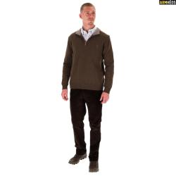 LOVERGREEN PULL LAMBSWOOL COL ZIPPE MARRON L