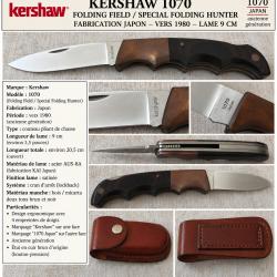 KERSHAW 1070 - VINTAGE 1980 - JAPAN - FOLDING HUNTER - LAME 9 CM - &Eacute;TUI CUIR