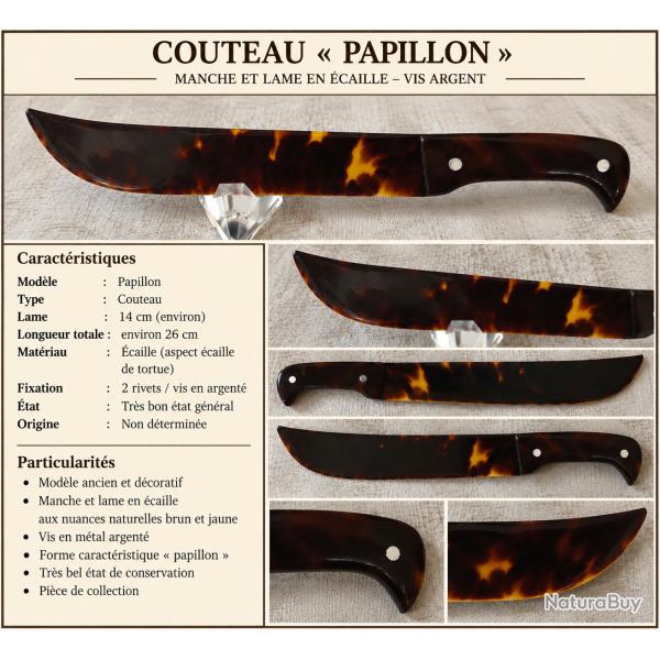 COUTEAU DE COLLECTION � PAPILLON � - ASPECT �CAILLE - LAME 14 CM