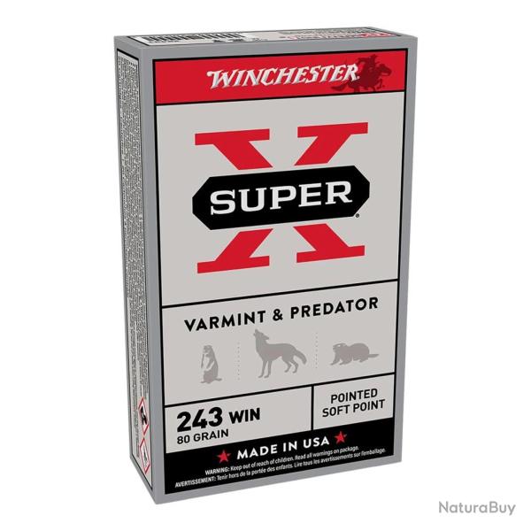 Munitions Winchester Calibre 243 WIN 80GR PSP x20