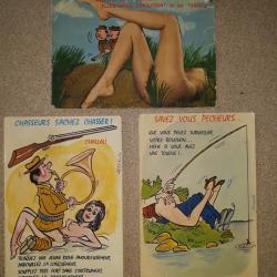 cartes postales ancienne humoristique cocasse chasse peche collection humour