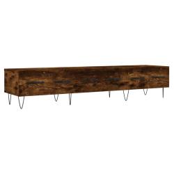 Meuble TV contemporain rangement pratique 150 x 36 x 30 cm en bois d'ing&eacute;nierie ch&ecirc;ne fum&eacute; 02_00487
