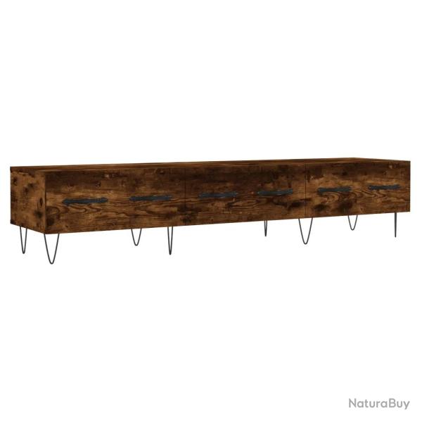 Meuble TV contemporain rangement pratique 150 x 36 x 30 cm en bois d'ing�nierie ch�ne fum� 02_00487