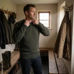 Pull col rond Treeland marron en laine et acrylique L
