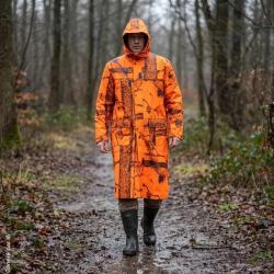Manteau de Pluie Long Camouflage Orange - &Eacute;tanche et Coupe-Vent 6XL