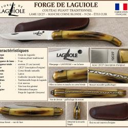 Forge de Laguiole - 9 cm - corne blonde - 12C27 - &eacute;tui cuir