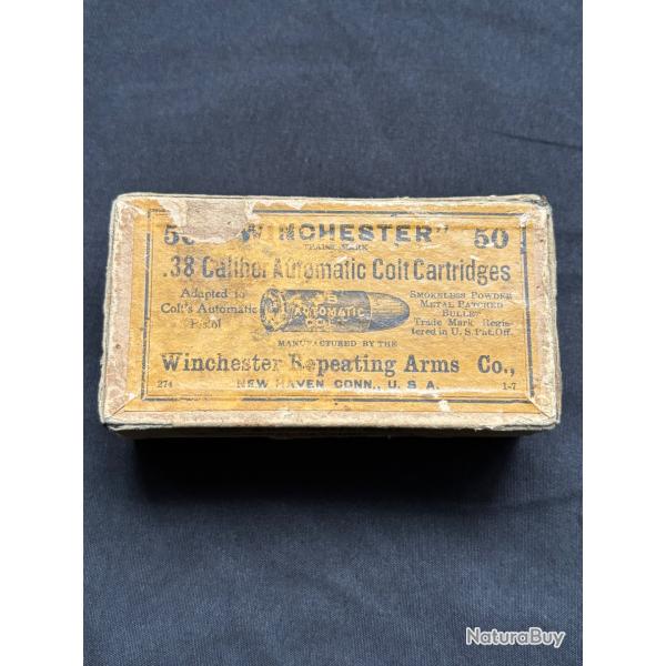 Bo�te de munitions am�ricaine Winchester - Calibre 38 acp Colt 1900