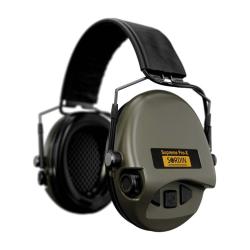 Op&eacute; Tactique !! Casque anti-bruit Supr&ecirc;me Pro-X SLIM vert olive serre-t&ecirc;te cuir noir