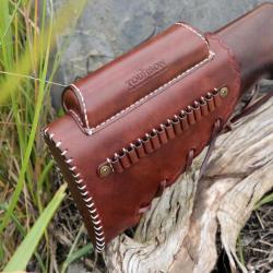 Cartouchi&egrave;re de crosse cuir qualit&eacute; sup&eacute;rieur cal 17 HMR - 22 LR - 22 WMR et MAG (3)