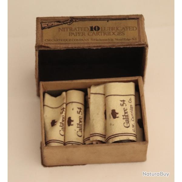 C.W. CARTRIDGE Co. SHARPS .54 CALIBER . Cartouches papier et lot de 47 balles Calibre 54