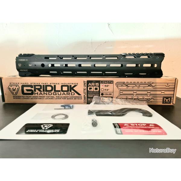 GARDE MAIN HANDGUARD STRIKE INDUSTRIES GRIDLOK 15" COMPLET NEUF AR15 NEUF FULL BLACK.
