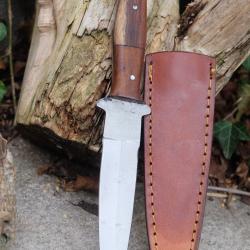 Couteau Dague Scottish Dirk Sheffield Sgian Lame Acier Carbone 1055 Manche Bois Etui Cuir Artisanat