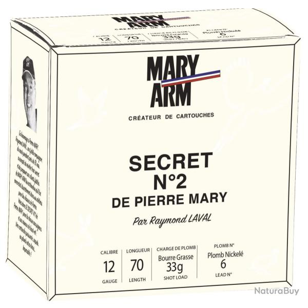 Cartouches MARY Calibre 12/70 Secret N�2 33 g Num�ro 7,5 Bourre grasse