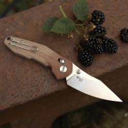 Couteau GiantMouse ACE Nazca Lame Acier M390 Manche Micarta Crossbar Lock GM10913