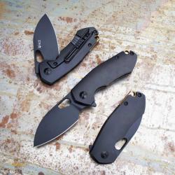 Couteau GiantMouse ACE Riv Blackout Lame Acier M390 Manche Titane Frame Lock GM10722